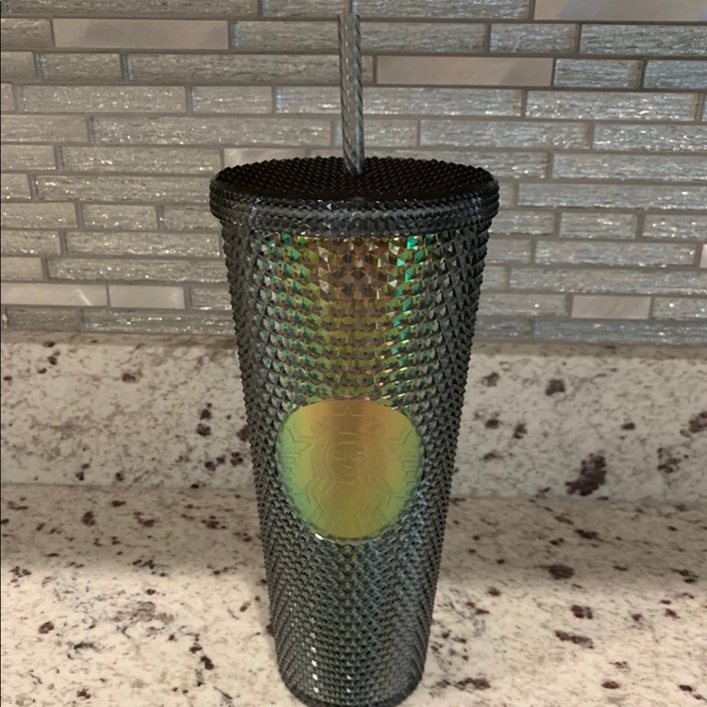 New Starbucks iridescent black studded Tumbler Cup